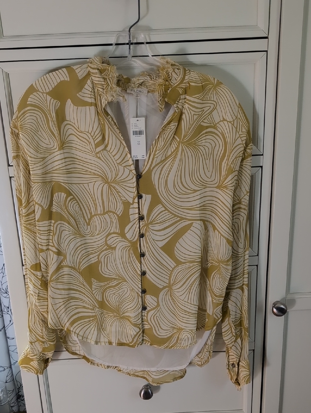 Pilcro By Anthropology Abstract Ruffle-Neck Button-Down Blouse